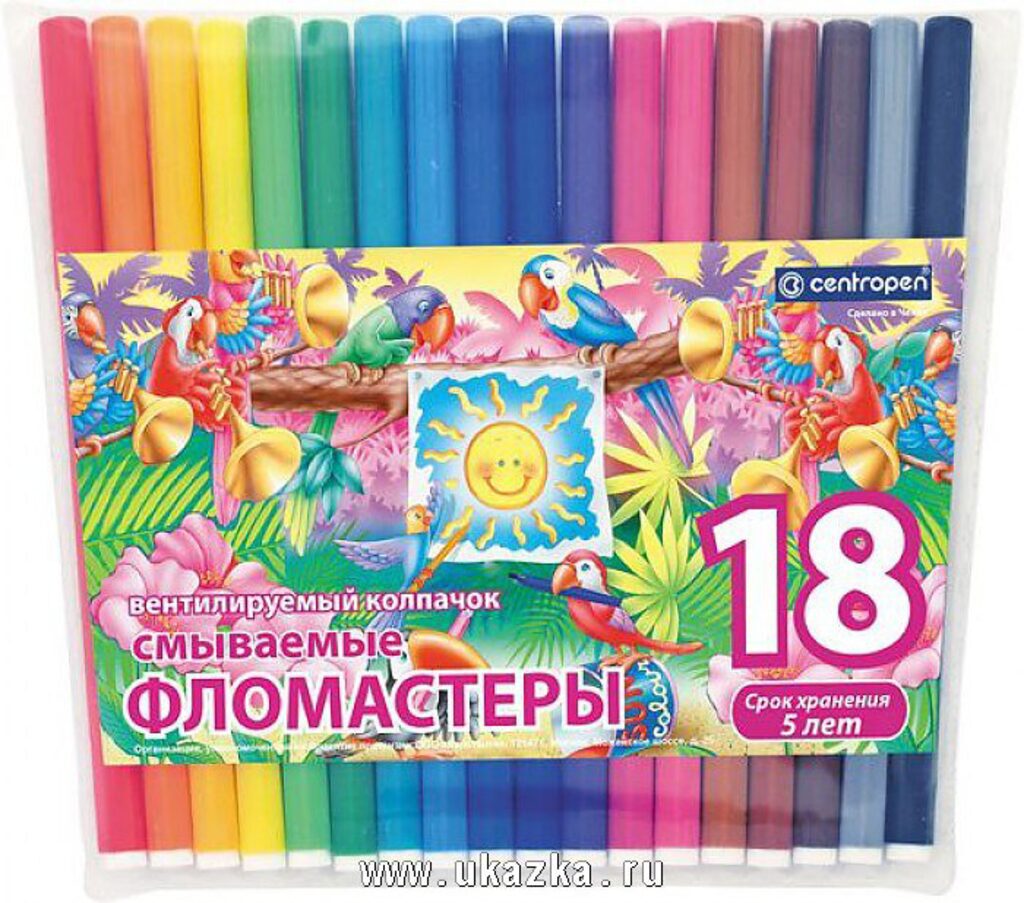 Фломастеры  18цв "Centropen. Птицы"