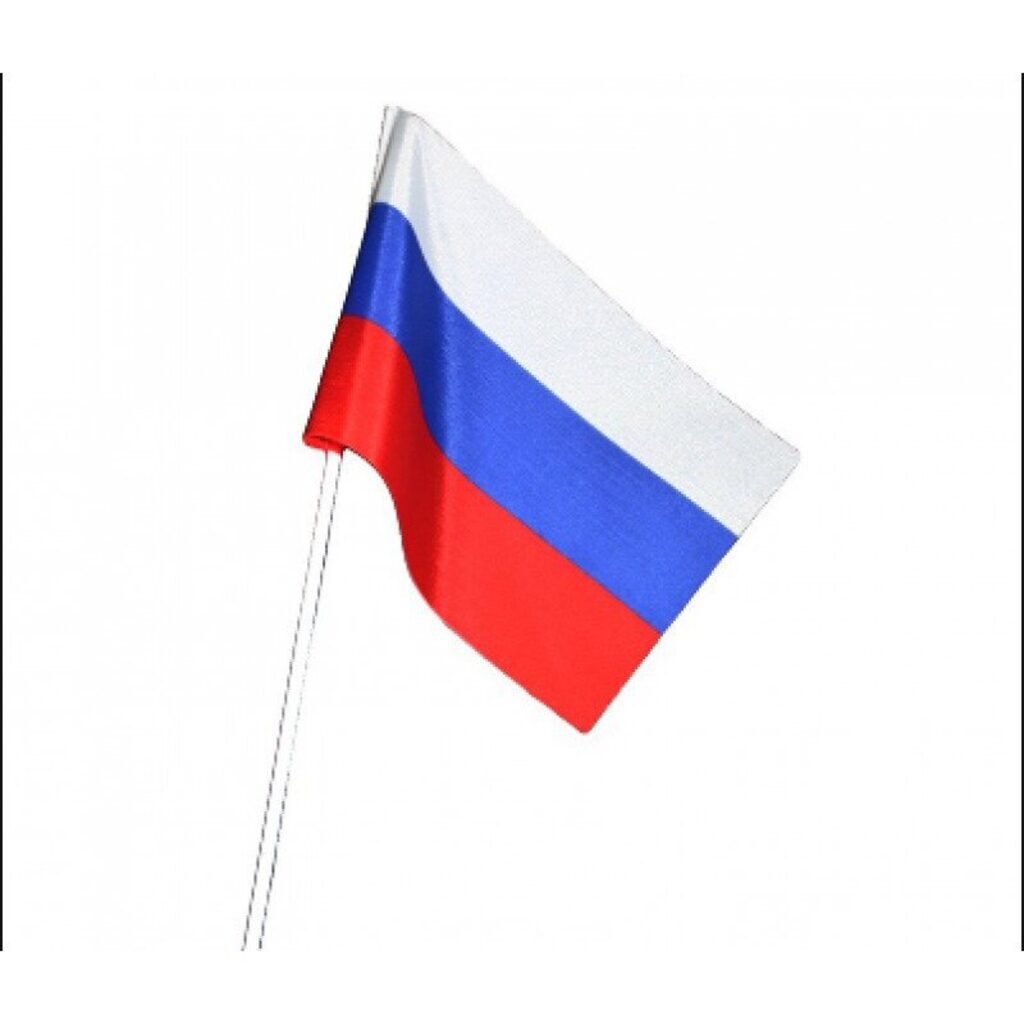 Флаг "РОССИЯ" 16*24см, триколор, с палочкой
