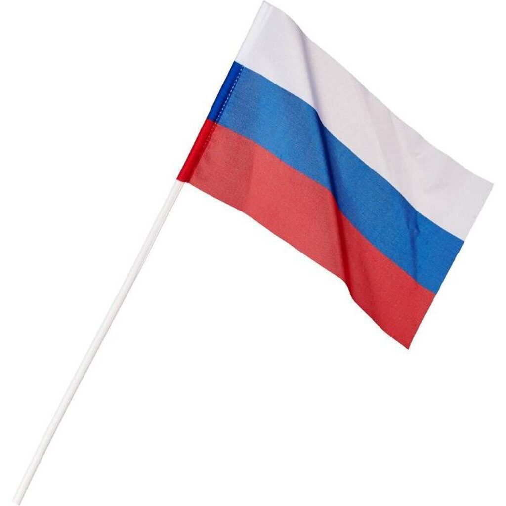 Флаг "РОССИЯ" 20*30см, триколор, с палочкой
