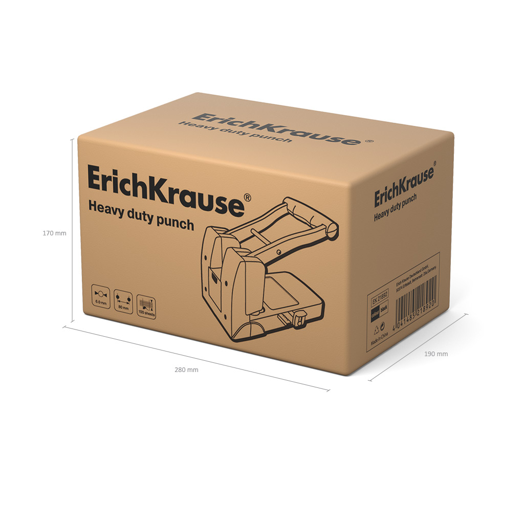 Дырокол мощный ErichKrause Classic до 100 листов, черный (в коробке по 1 шт.)