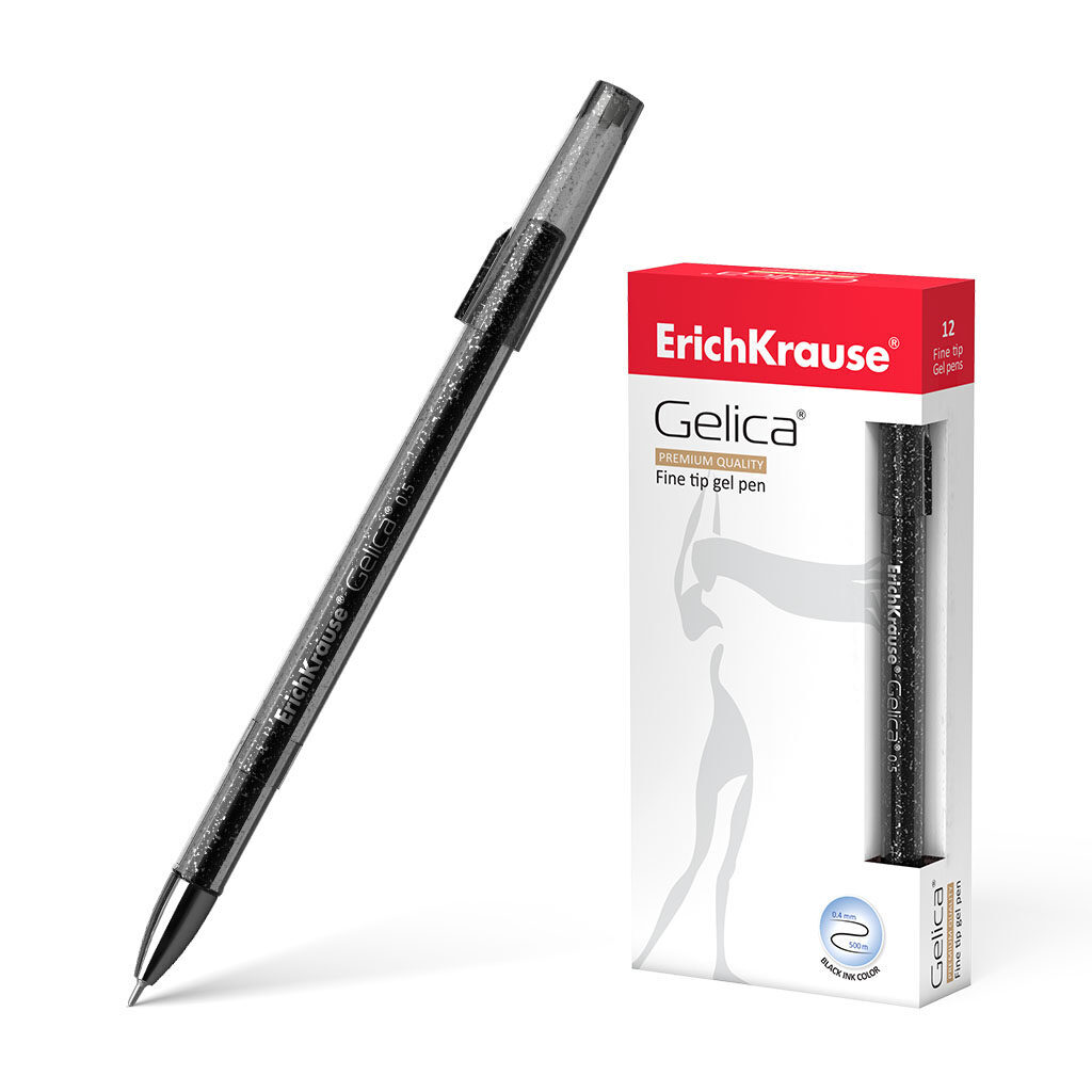 Ручка гелевая EK Gelica черная, 0,5мм, черный корпус