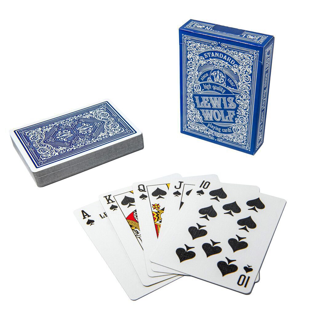 Карты игральные 54шт,  "Lewis & Wolf" blue, пластик, poker size index standard, 63*88 мм