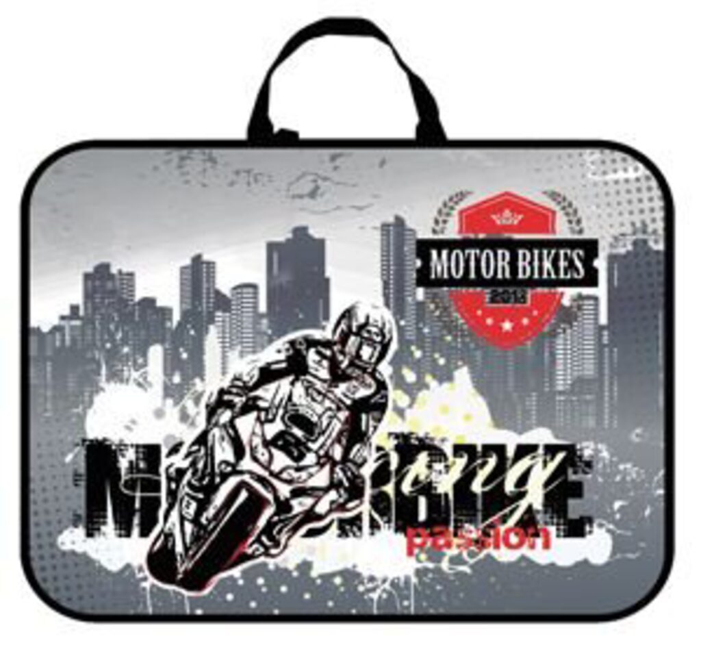 Папка А3 (475*345*75) с ручками, молния, ткань "Motor bike"
