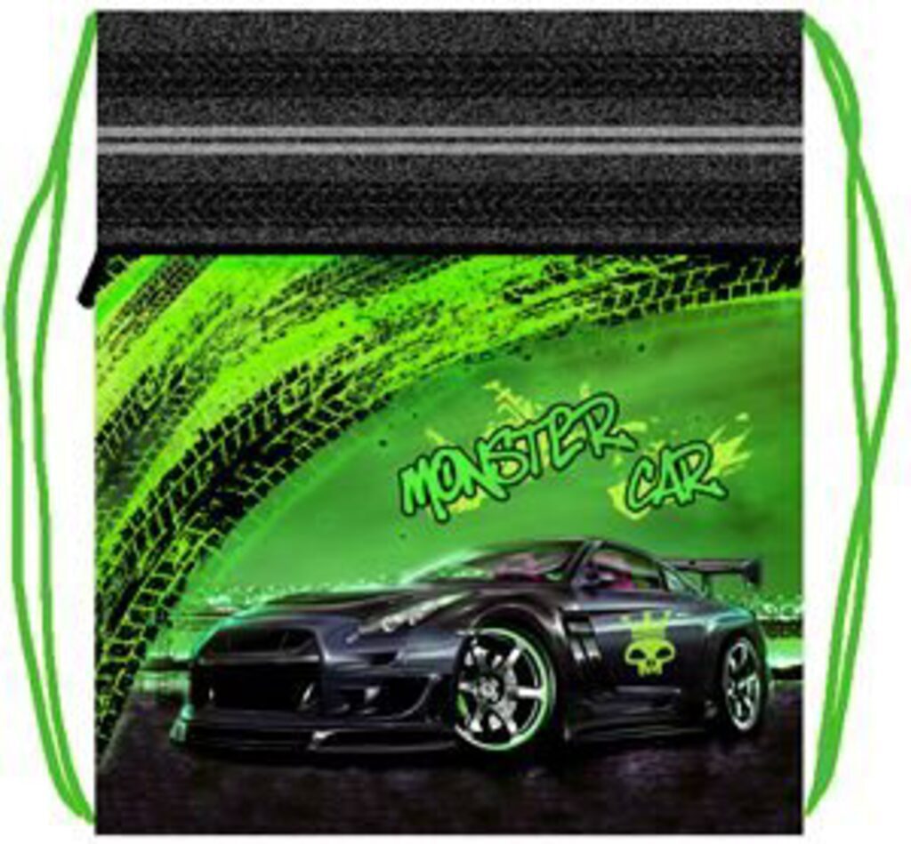 Мешок для обуви 1 отд, карман на молнии, сеточка 410*490 Monster car