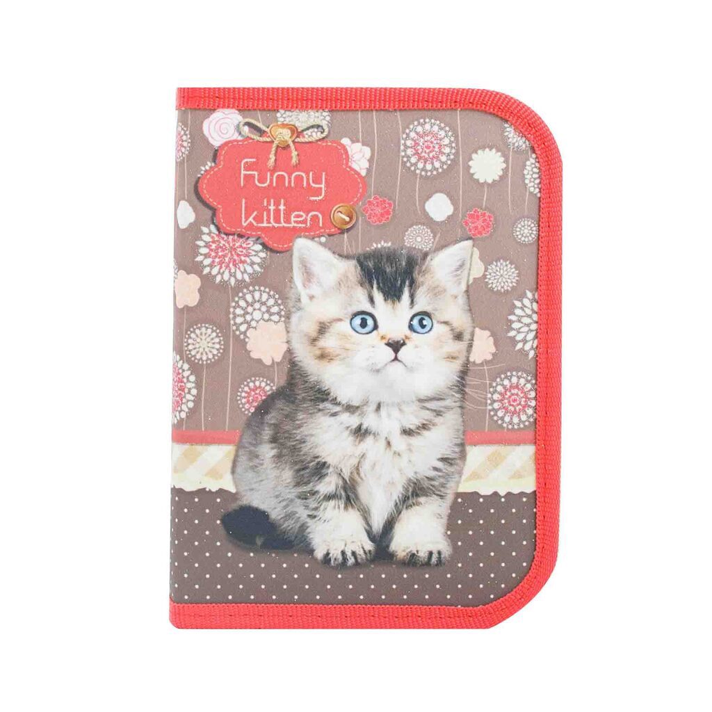 Пенал 1 отд. (190*130*27) молния, лам.картон "Funny kitten" глиттер