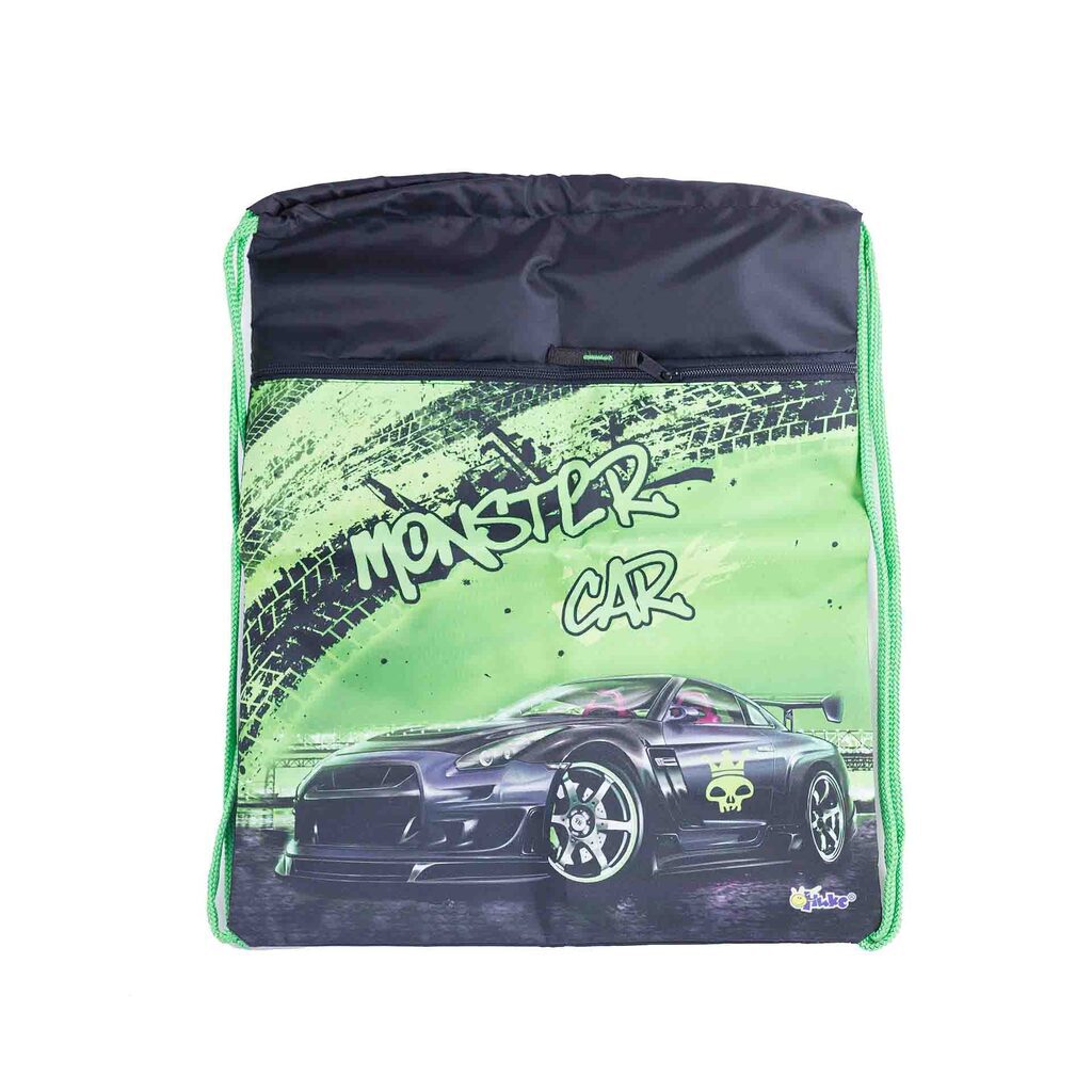 Мешок для обуви 1 отд, карман на молнии,  370*470 Monster car, с сеточкой