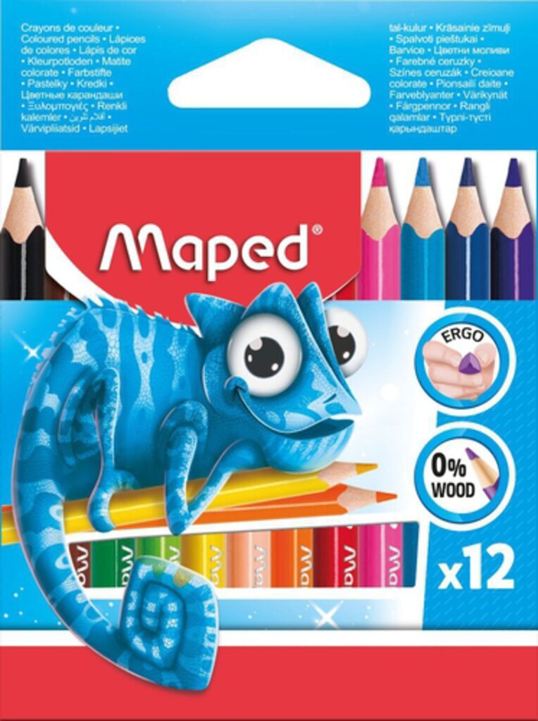 Карандаши цвет. 12цв  Maped Pulse  пластиковые, мини, трехгранные