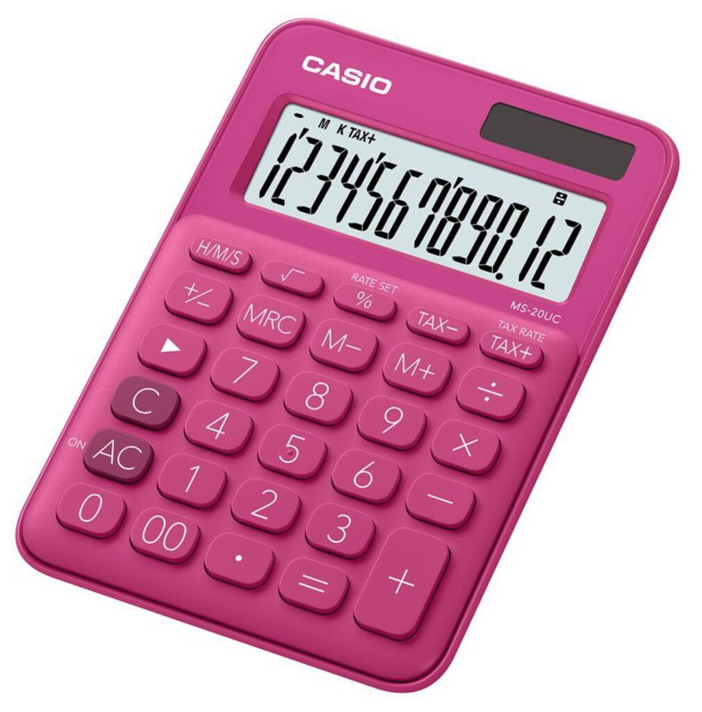 Калькулятор 12 разр. CASIO MS-20UC-RD настольный, красный