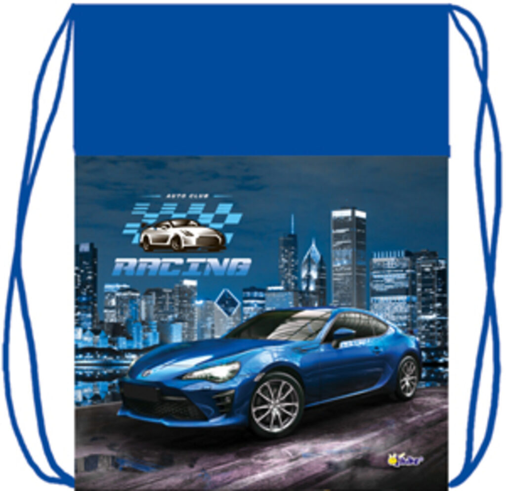 Мешок для обуви 1 отд, карман на молнии,  370*470 Street car, с сеточкой