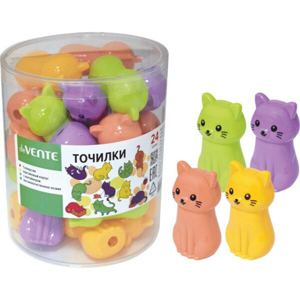 Точилка пласт. с контейнером  1 отв. "Котёнок"