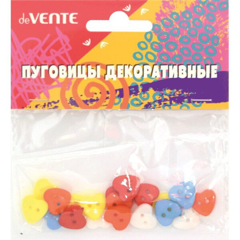Декор Пуговицы Сердечки, 1,2*1,2см, 20 шт , ассорти