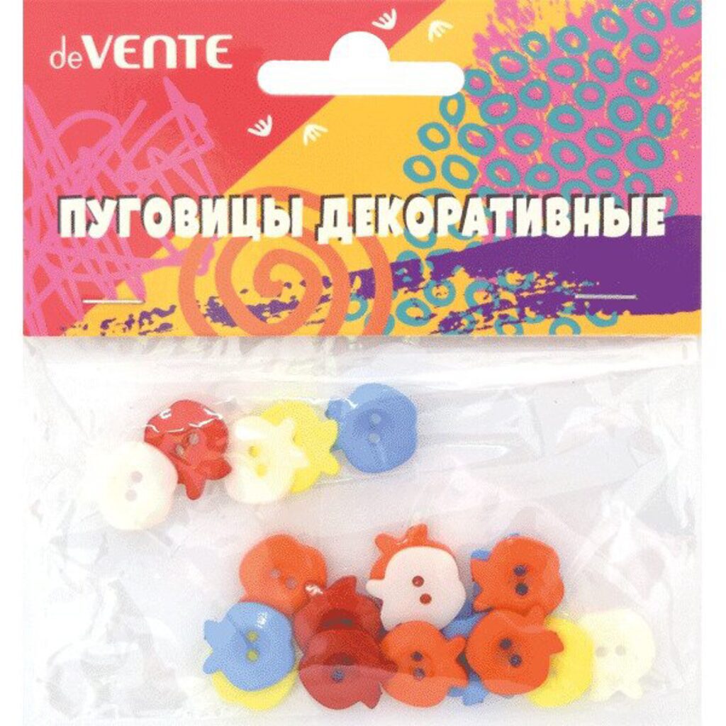 Декор Пуговицы Яблочки, 1,2*1,2см, 20 шт , ассорти