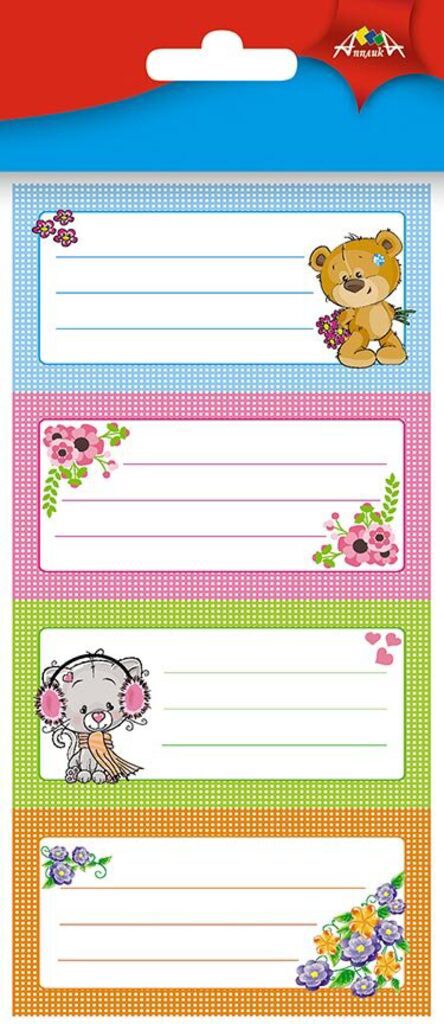 Наклейки на тетрадь, универсальные, с рисунком, 12шт.
