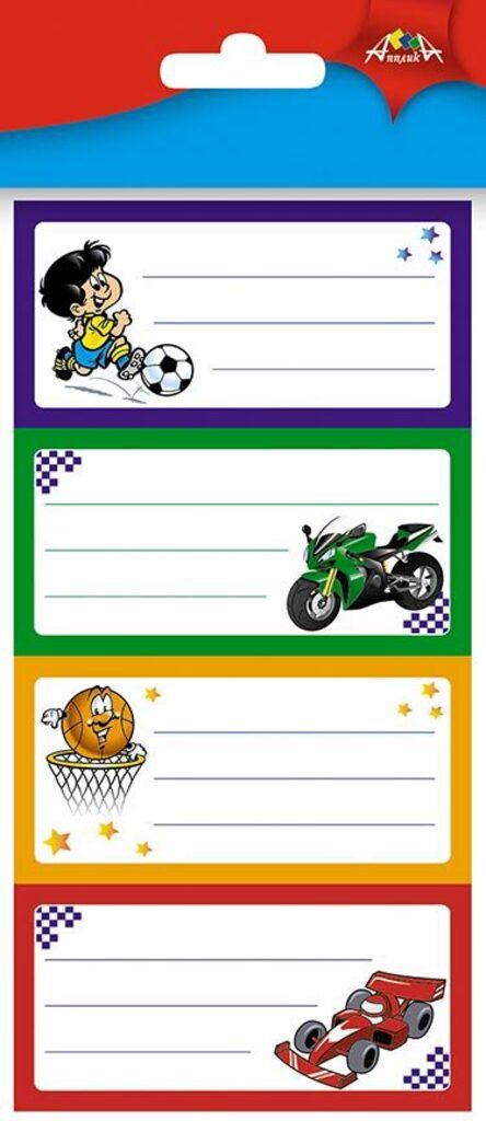 Наклейки на тетрадь, универсальные, с рисунком, 12шт.