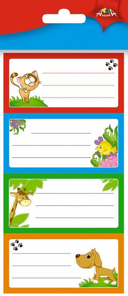 Наклейки на тетрадь, универсальные, с рисунком, 12шт.