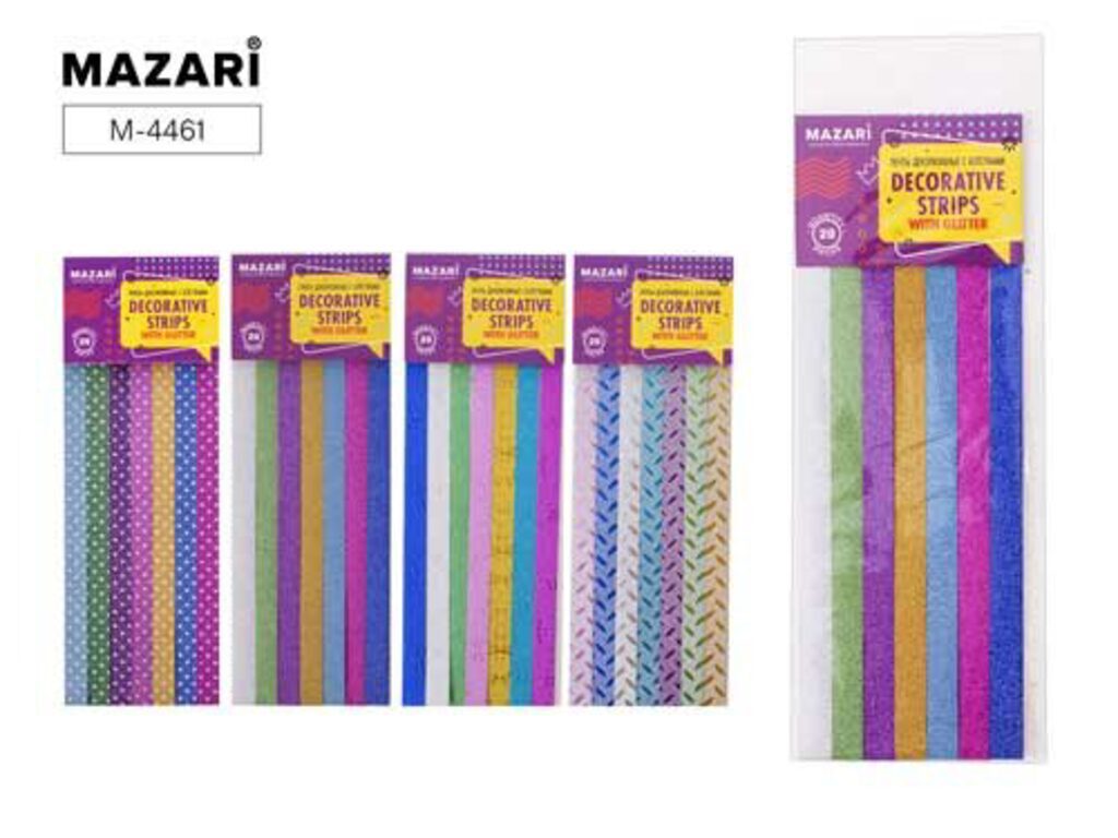 Ленты декоративные с блёстками, 28шт, бумажные, ассорти